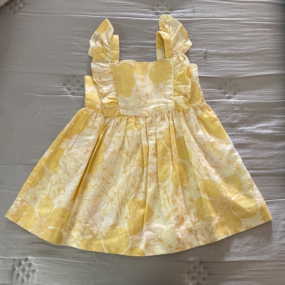 NWT Baby Gap Yellow Floral Spring Dress - 2T - Double Lined